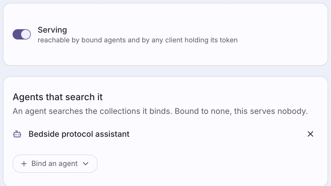 The document collections an agent has access to
